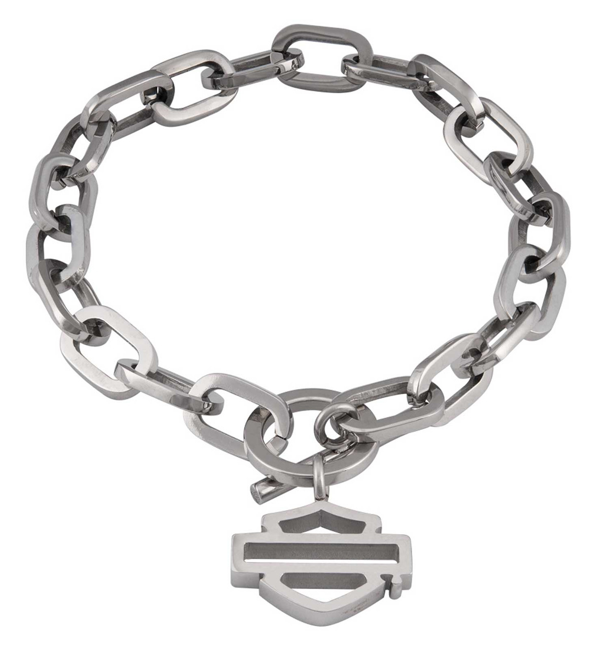 Harley-Davidson® Women's Large Chain Toggle Bar & Shield Bracelet