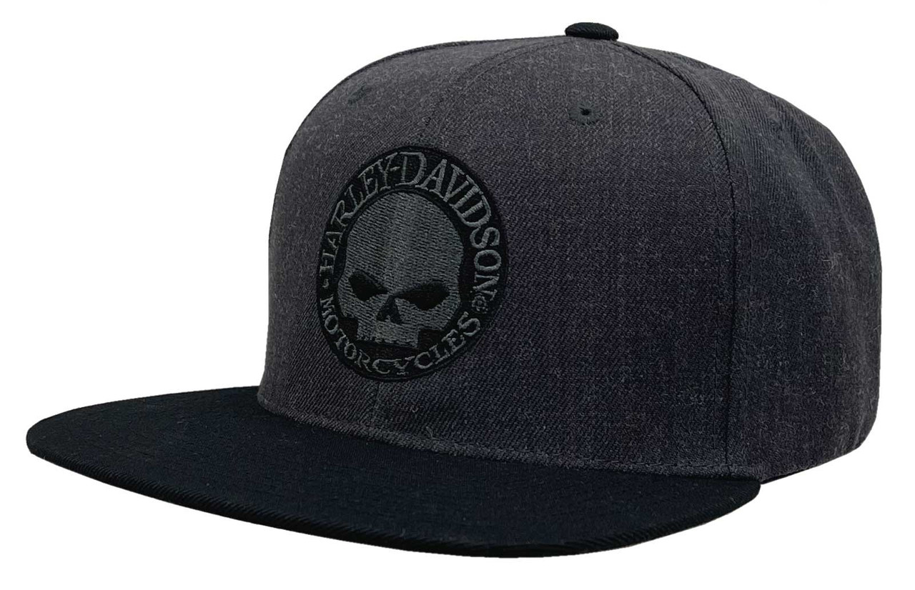 Harley-Davidson® Mens Willie G Skull Snapback Flat Brim Baseball Cap -  Gray/Black