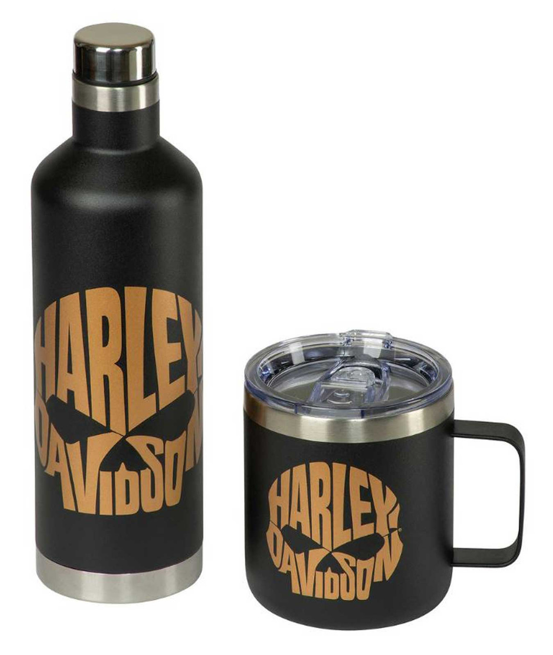 Harley-Davidson® Copper Skull Travel Mug & Water Bottle Set
