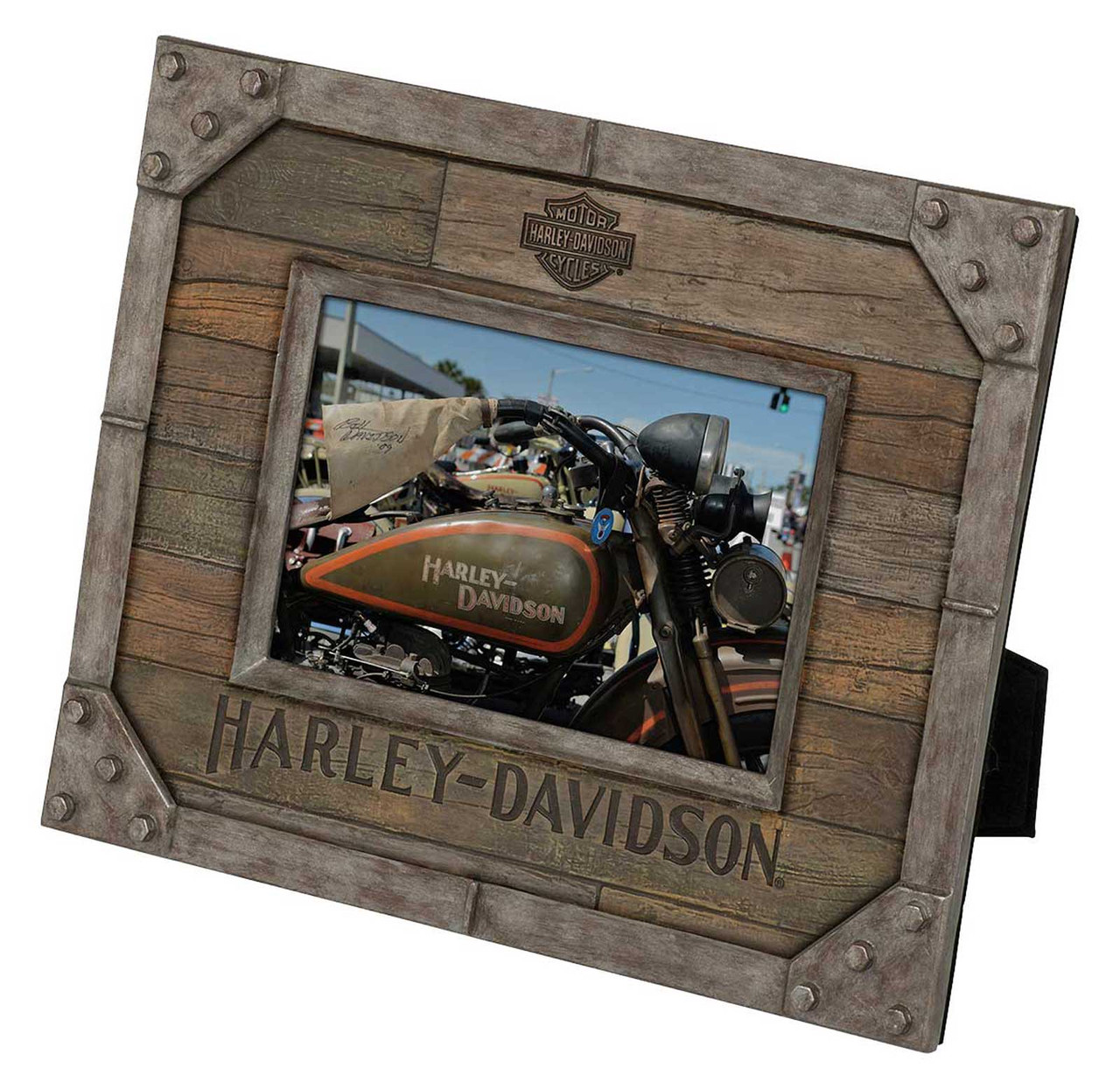 Harley-Davidson® Industrial Faux Metal & Wood Picture Frame- Holds