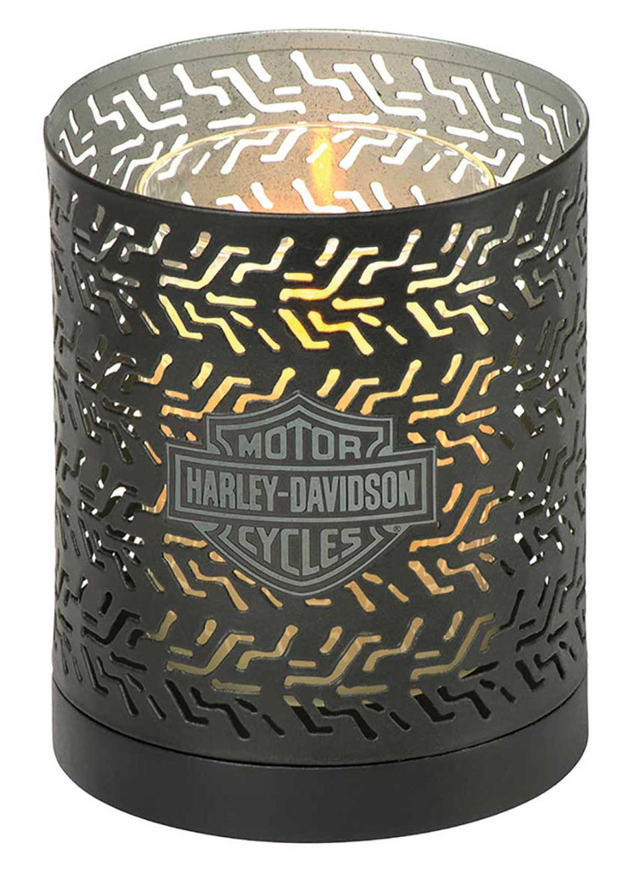 Harley-Davidson® Tire Tread Bar & Shield Logo Metal Candle Holder