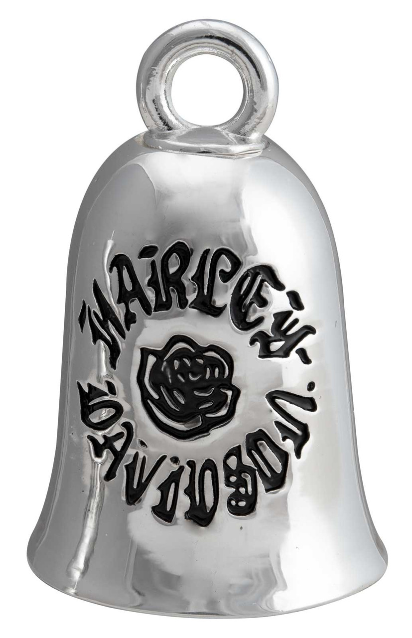 Harley Davidson Engraved Black Rose H D Script Ride Bell Silver