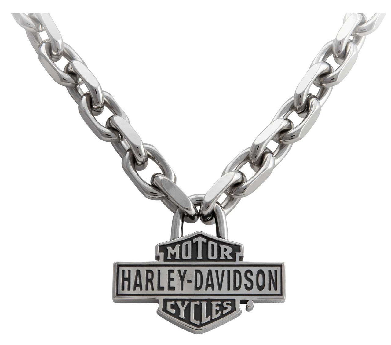 【Harley Davidson】Stainless Steel Bar & Shield Necklace Harley-Davidson® Men's Vintage Bar & Shield Large Link