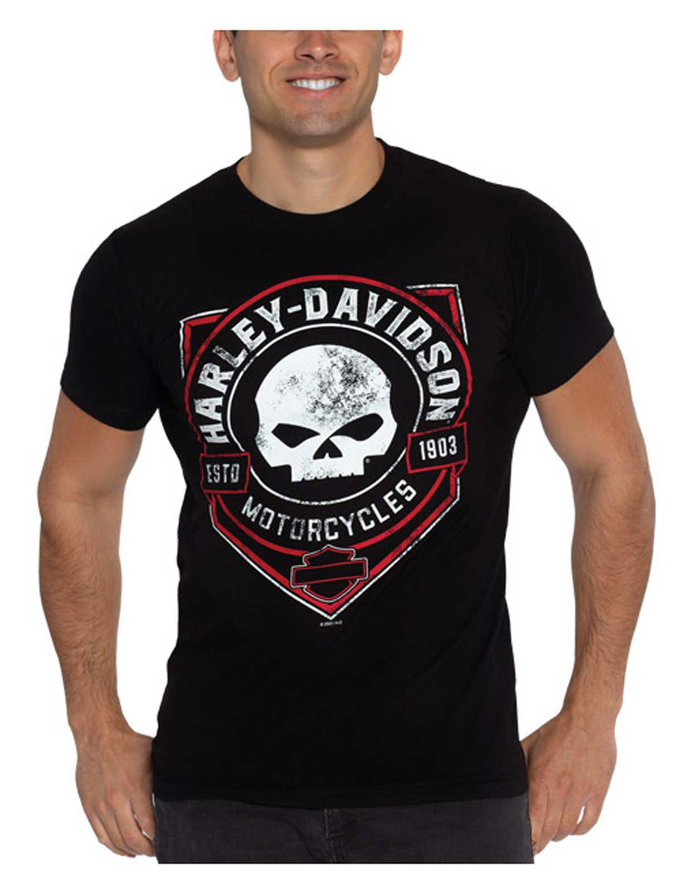 Maglietta Uomo Harley-Davidson Ragged Willie G Skull, Maniche Corte, Nero, Taglia L