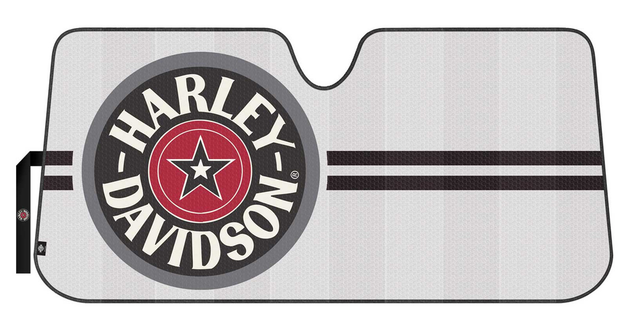 Harley-Davidson® Universal Accordion Auto Sunshade, Star Circle Logo- Matte  White - Wisconsin Harley-Davidson