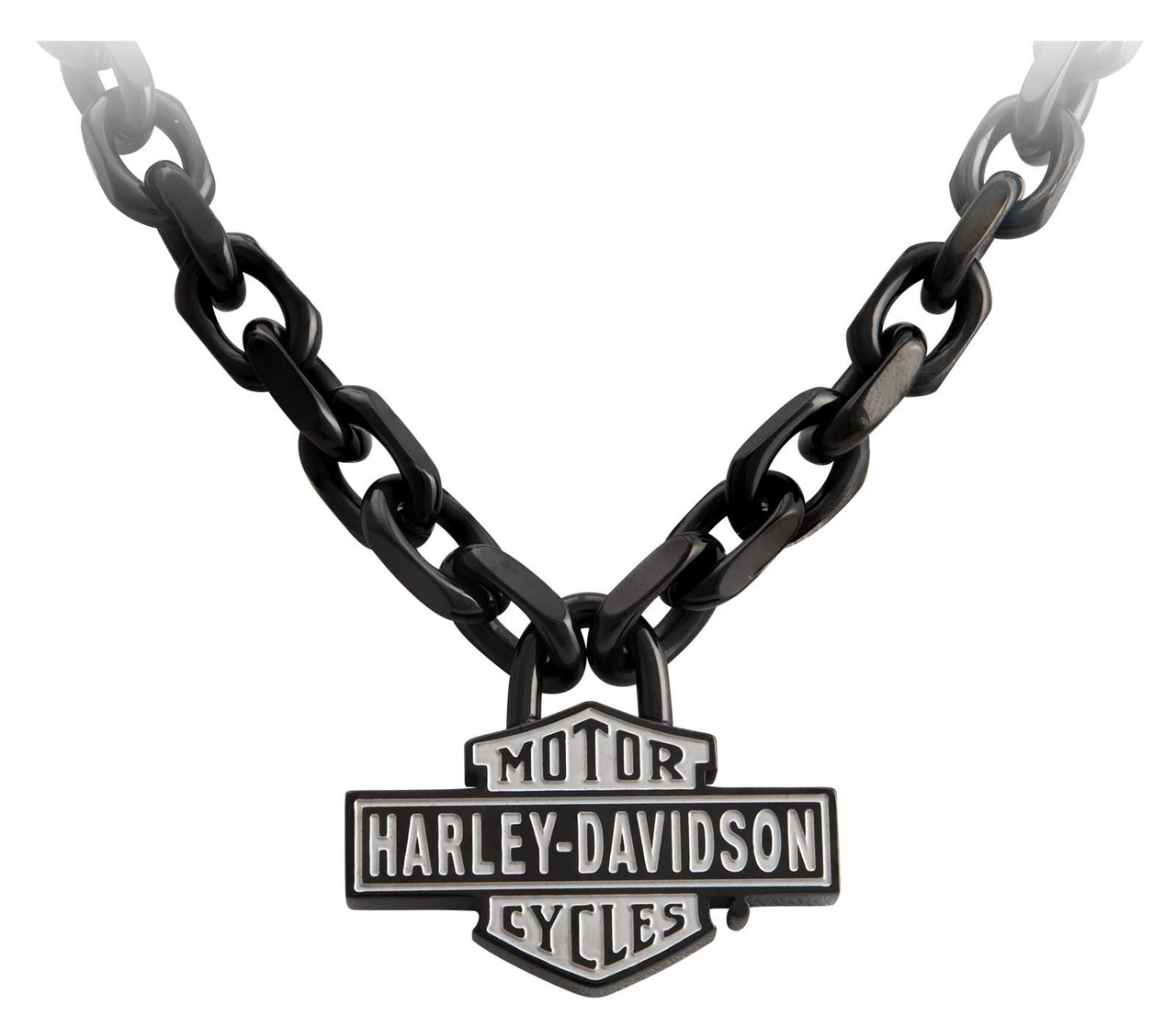 Harley-Davidson® Men's Vintage B&S Large Link Necklace - Black