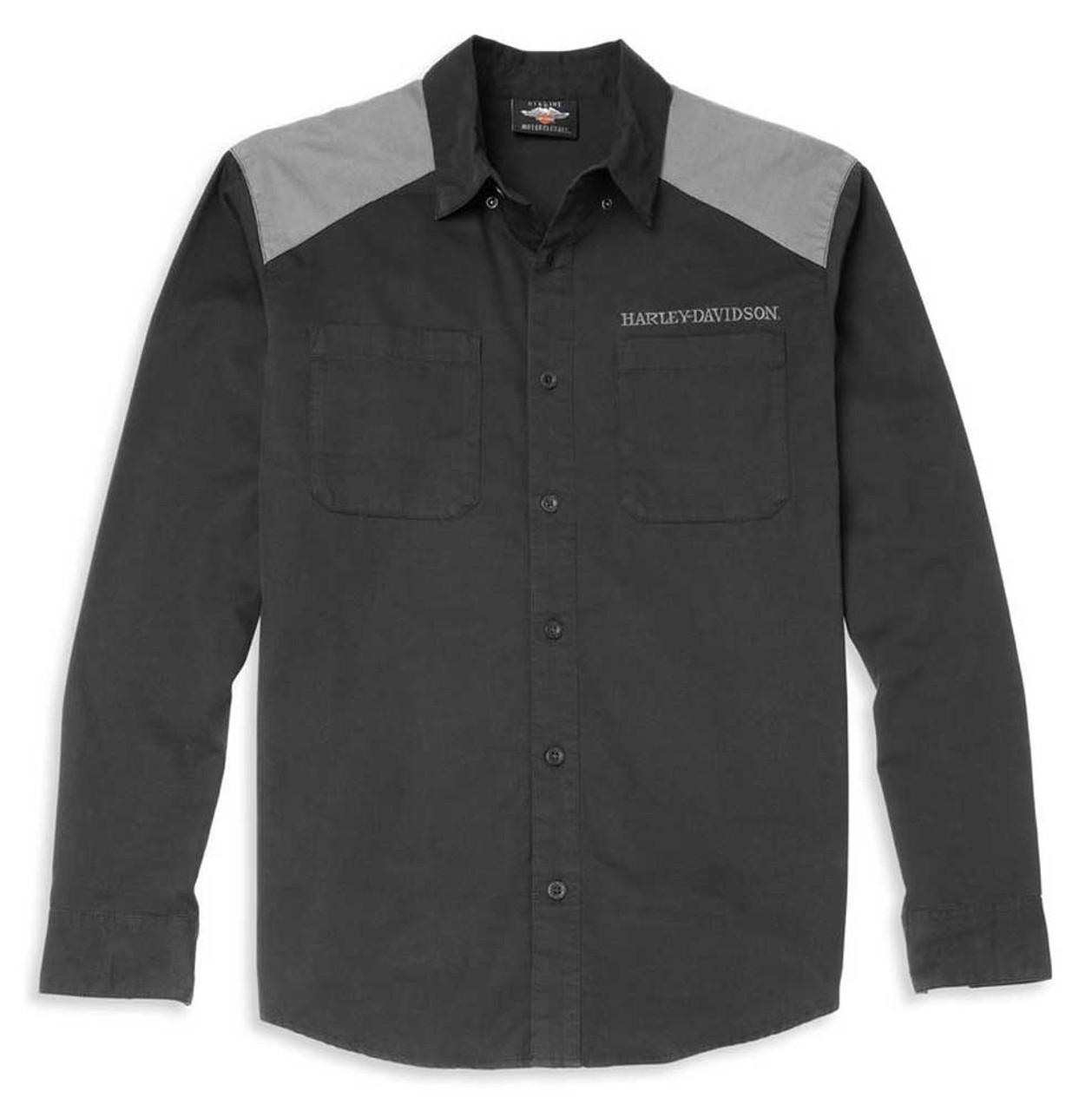 ◆Harley Davidson◆ Pigment Dying Skull Long Sleeve T-Shirt Harley-Davidson® Men's Distressed Shady Skull Crew-Neck Long