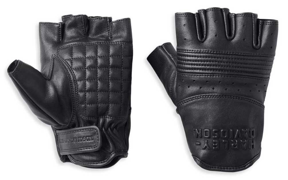 Harley-Davidson® Men's Oakbrook Fingerless Leather Gloves - Black
