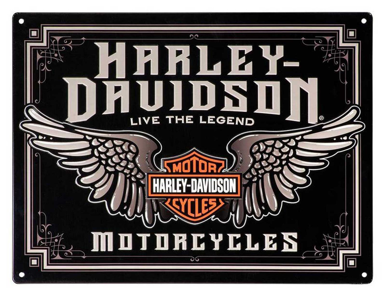Harley-Davidson® Embossed Winged Bar & Shield Tin Sign - Black