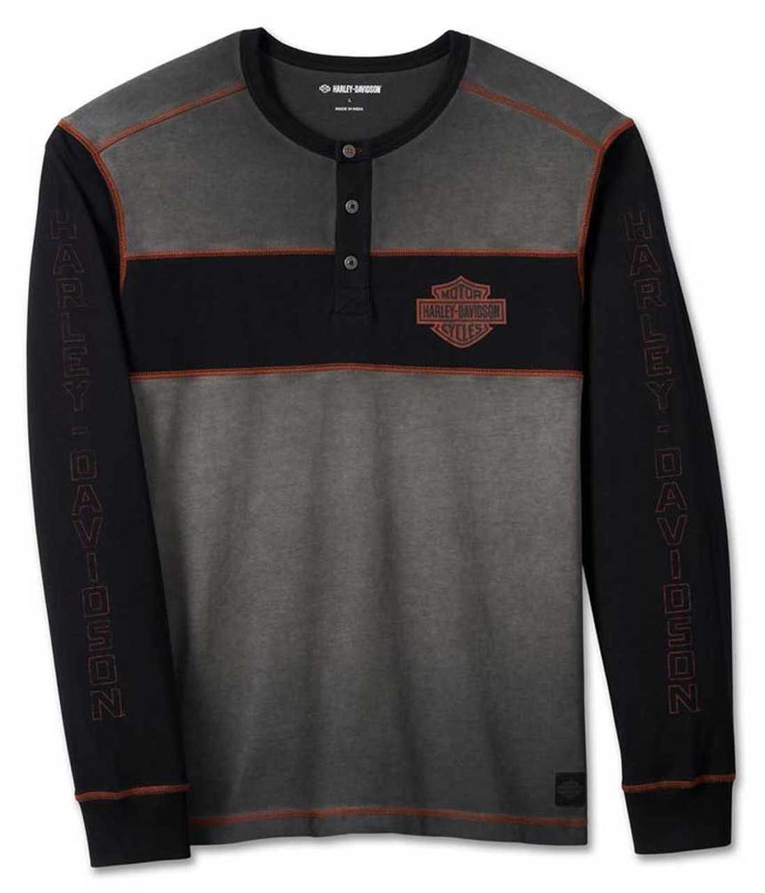 HARLEY-DAVIDSON ロングTシャツ　Ｍ　グレー Harley-Davidson® Men's #1 3/4 Raglan Colorblock Tee