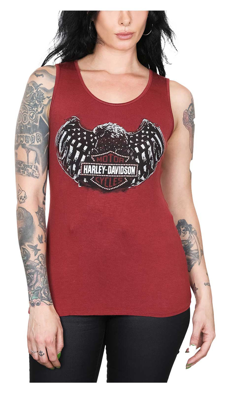 Harley-Davidson® Women's Flag & Eagle Laced Back Sleeveless