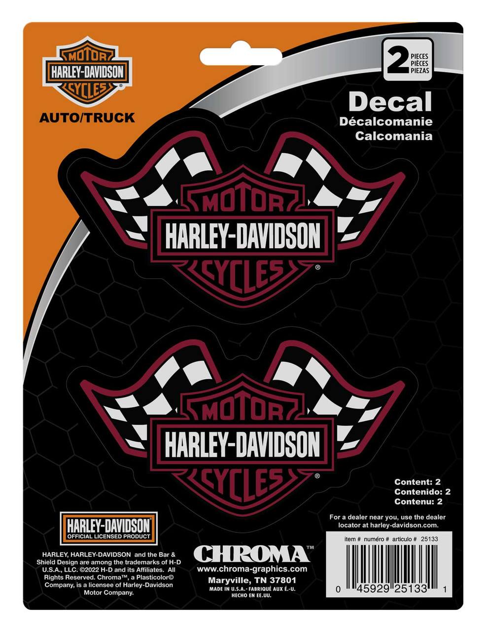 Harley-Davidson® Bar & Shield Logo Racing Flag Decals - Burgundy