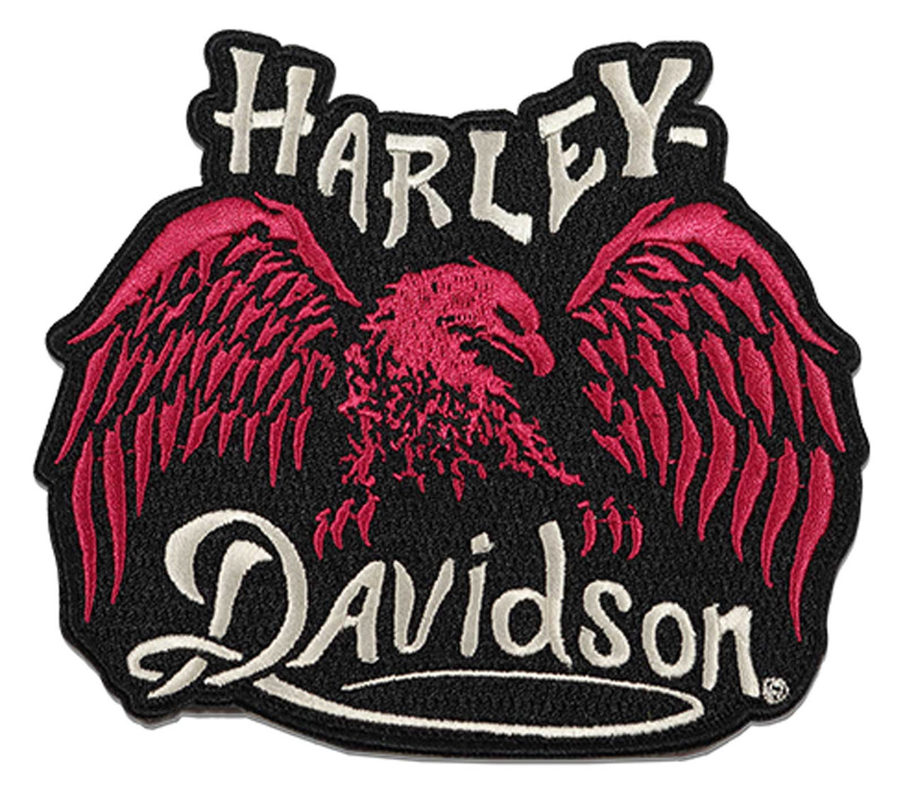 5 in. Embroidered Dark Wing Emblem Sew-On Patch in Black/Pink | 8014315 by Harley-Davidson