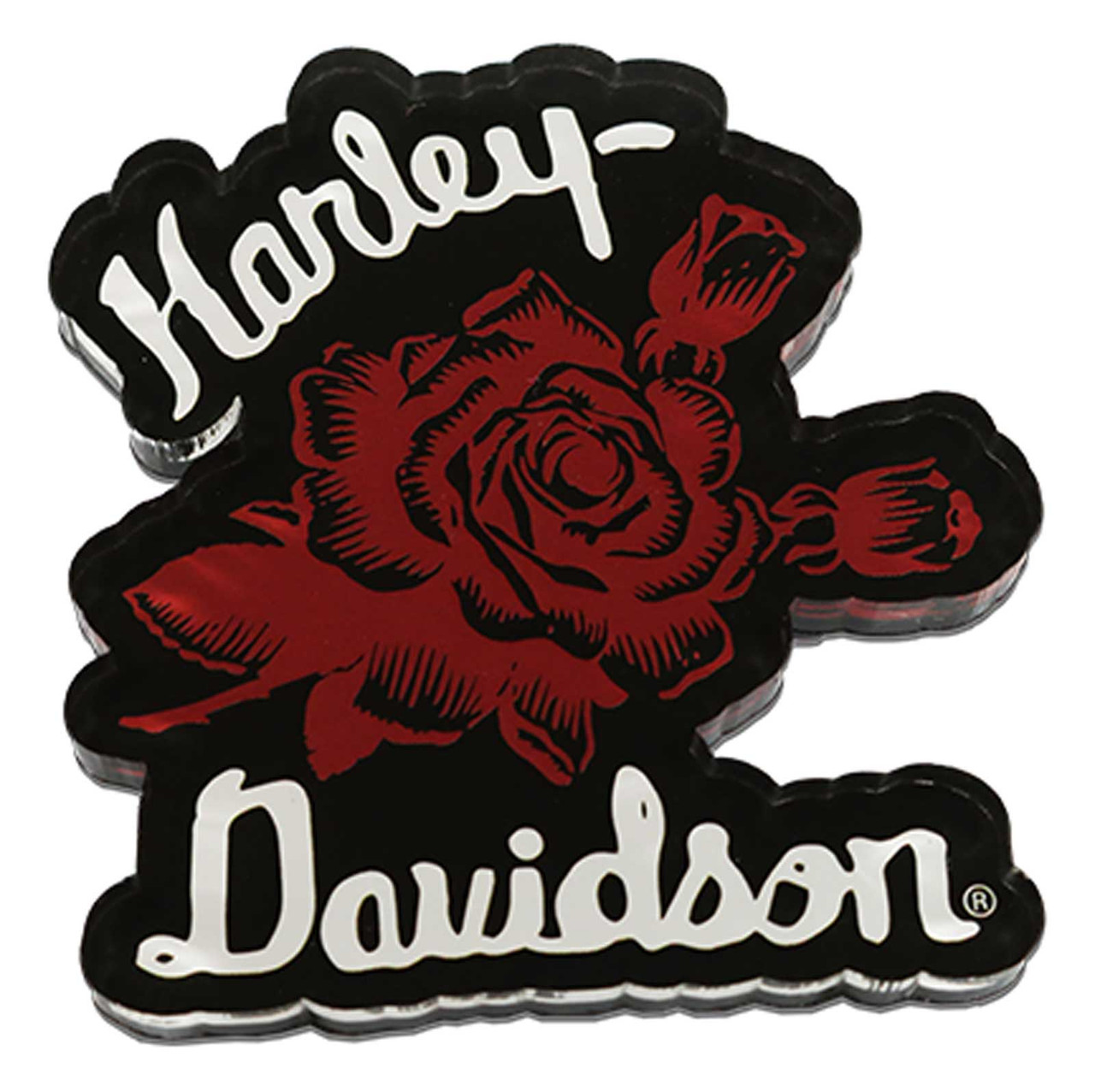 Harley-Davidson ボックスシルエット　シングルステッチ　USA製 Harley-Davidson® Cut-Out Roses & Script Hard Acrylic Magnet - 3