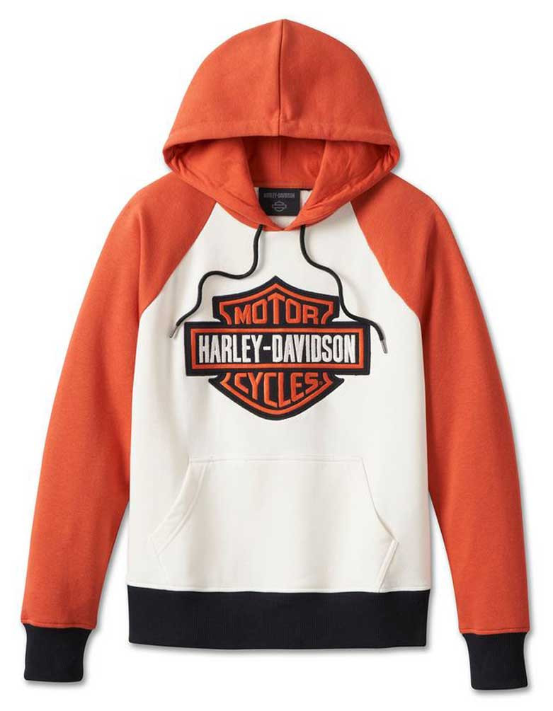 HARLEY-DAVIDSON スカジャン　超美品　ネイビーxオレンジ 90希少 Harley-Davidson® Women's Custom Colorblocked B&S Pullover Hoodie