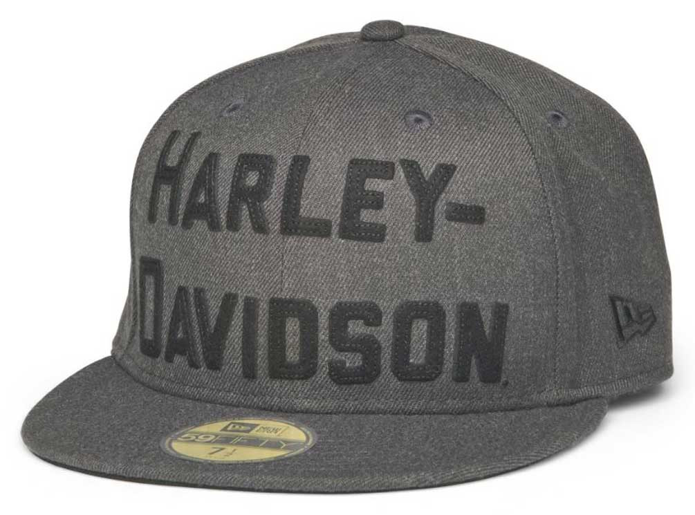 HarleyDavidson® Men's Foundation Fitted Flat Brim Baseball Cap Gray 9765222VM Wisconsin