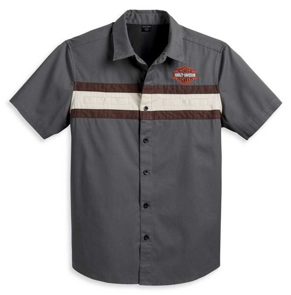 ハーレーダビットソン Harley-Davidson® Men's Performance Colorblocked Shirt, Pearl Gray