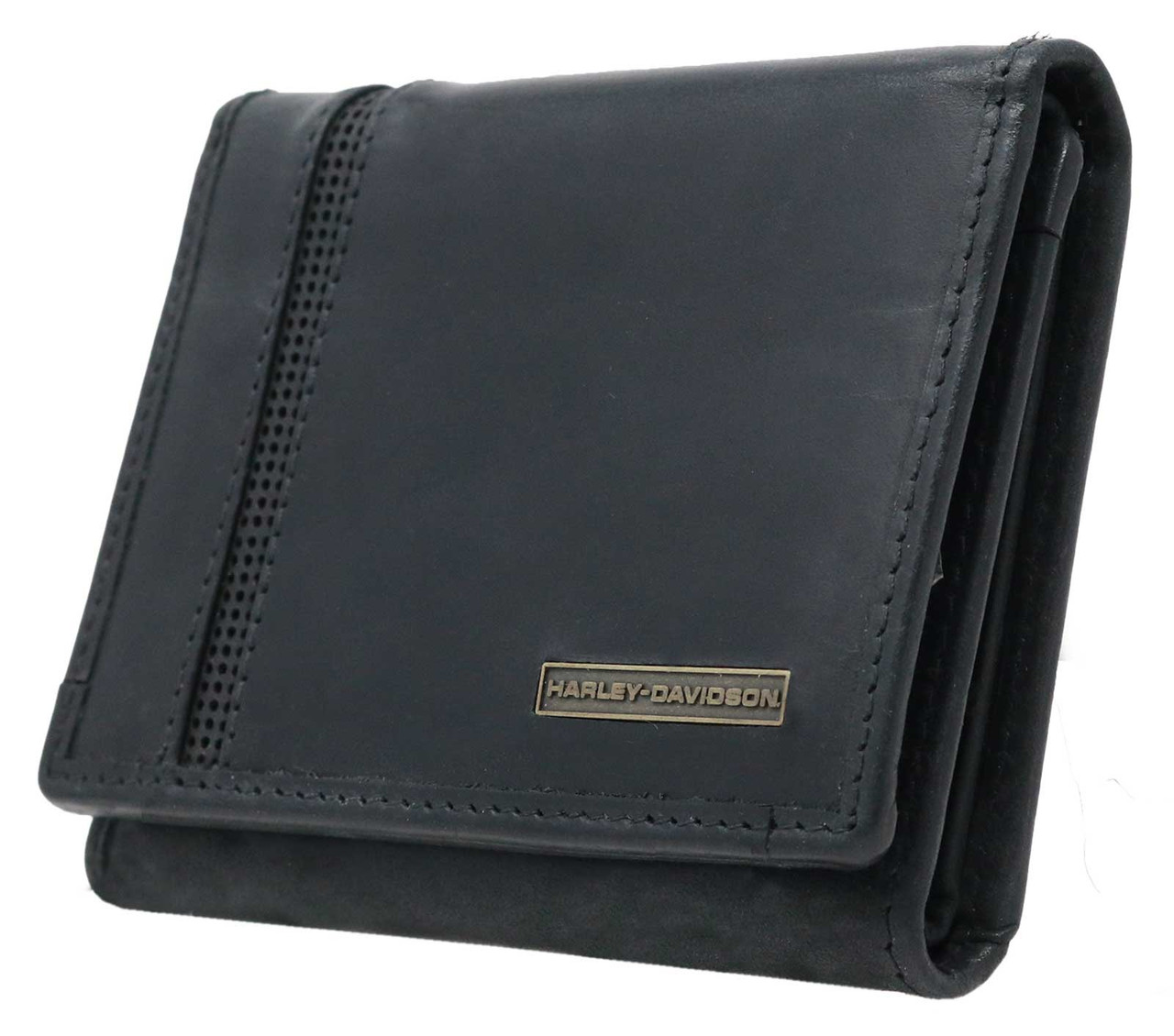 Harley-Davidson® Men's Heritage Stripe Classic Tri-Fold Leather Wallet ...