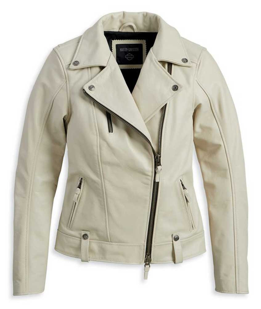 Harley-Davidson® Women's Vixen Lane Leather Jacket, Oatmeal Cream