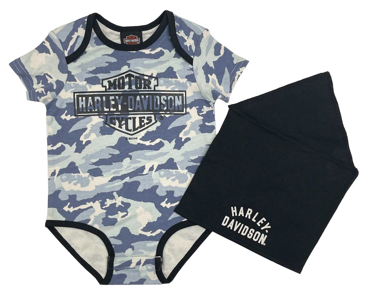 Harley-Davidson® Baby Boys' Printed Camo Knit Infant Creeper & Doo Rag ...