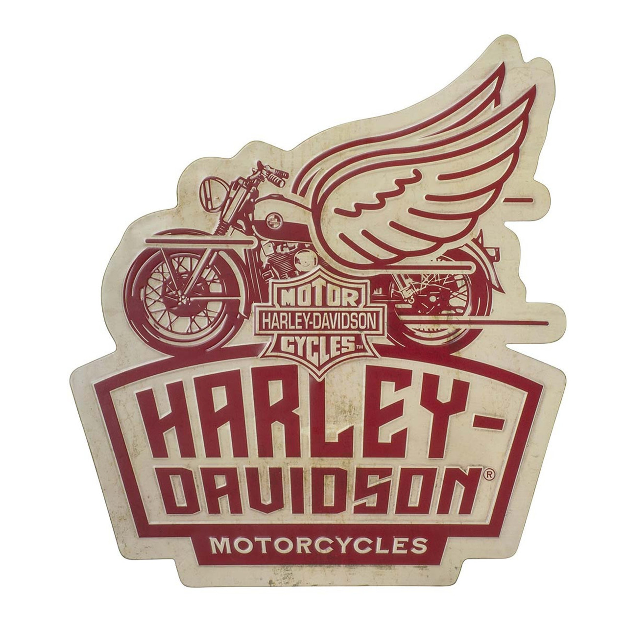Harley-Davidson® Embossed Tin Sign, Winged Motorcycle, 21.6 x 24
