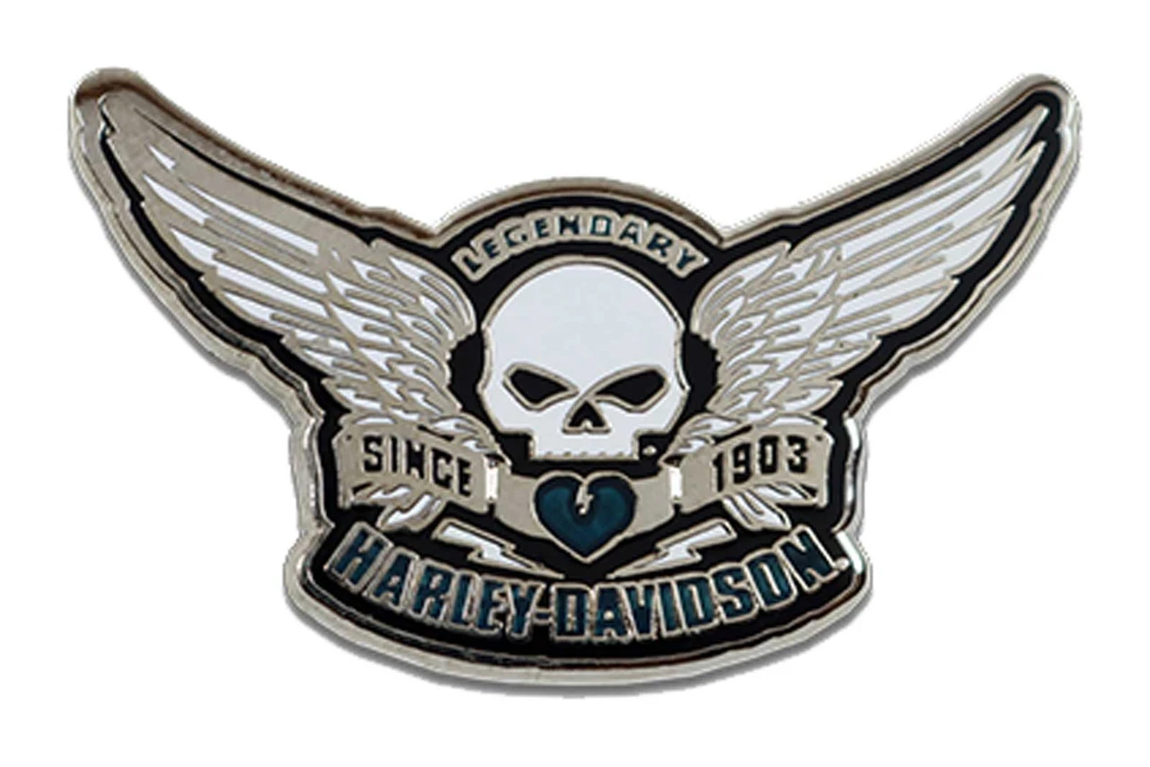 Harley-Davidson® 1.5 inch. Guardian Winged Skull Metal Pin, Gloss 