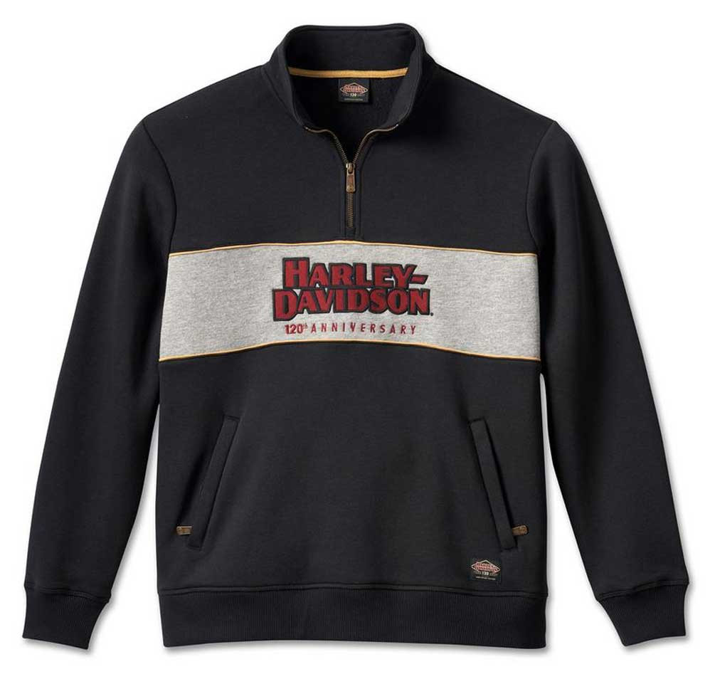 Harley-Davidson® Men's 120th Anniversary 1/4-Zip Pullover - Black