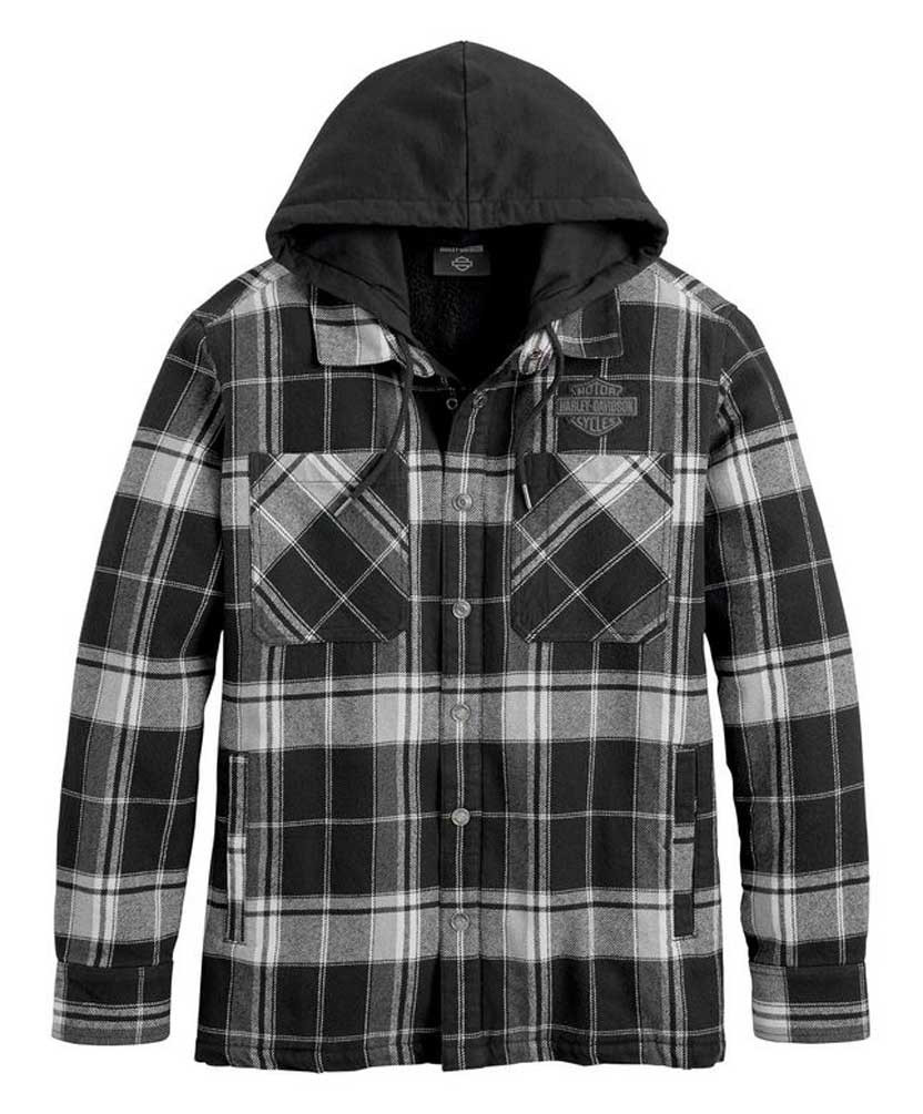 Harley-Davidson® Men's Up North Sherpa Snap Front Flannel- Black