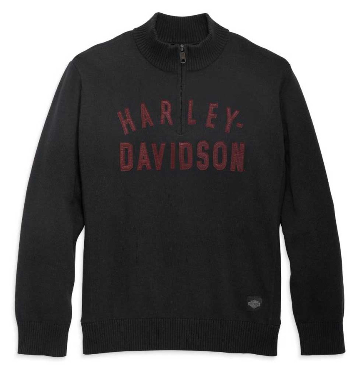 Harley-Davidson® Men's Staple 1/4-Zip Long Sleeve Sweater - Black 96311-23VM
