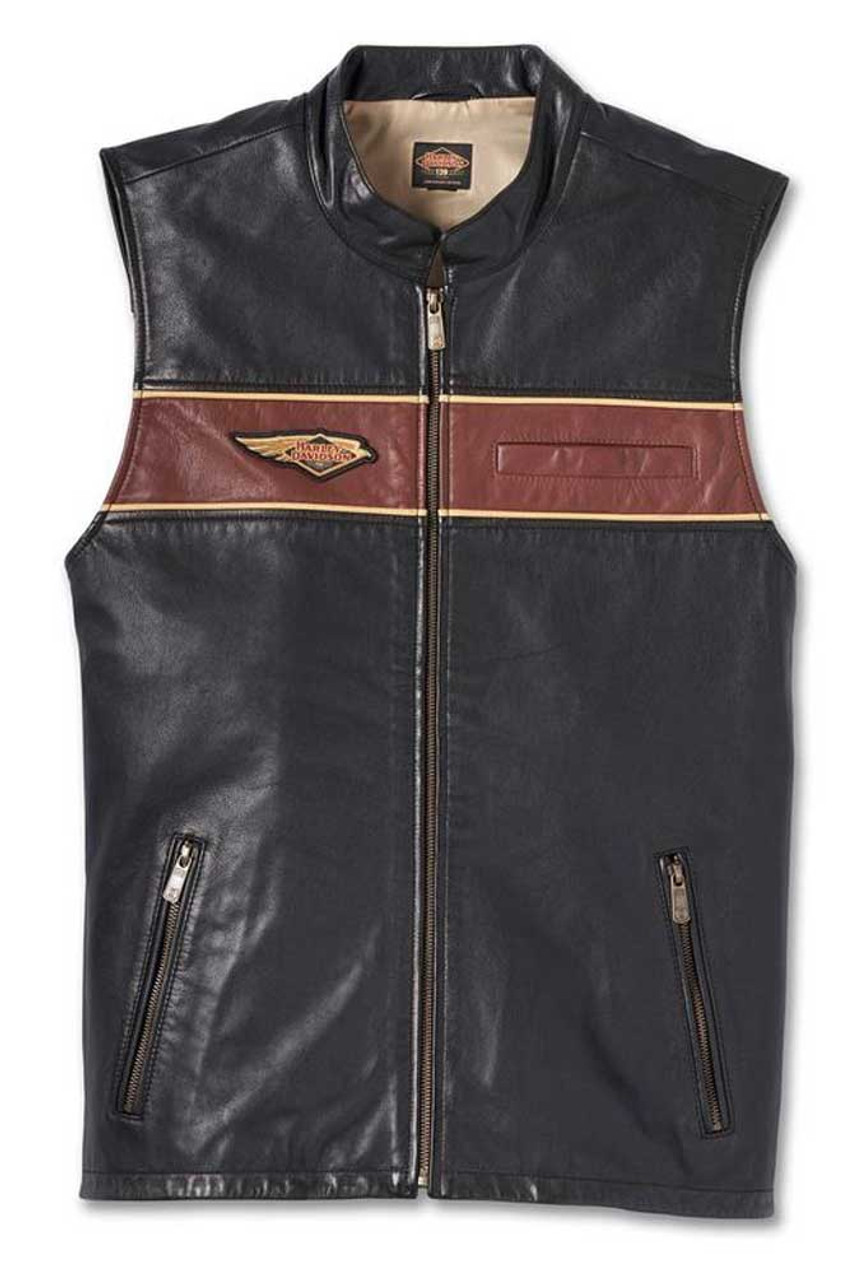 Harley-Davidson® Men's 120th Anniversary Leather Vest - Black