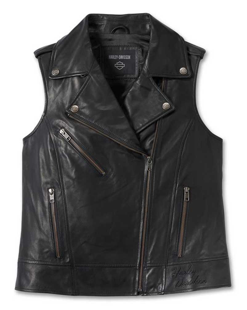 Harley-Davidson® Women's Eclipse Asymmetrical Leather Vest - Black