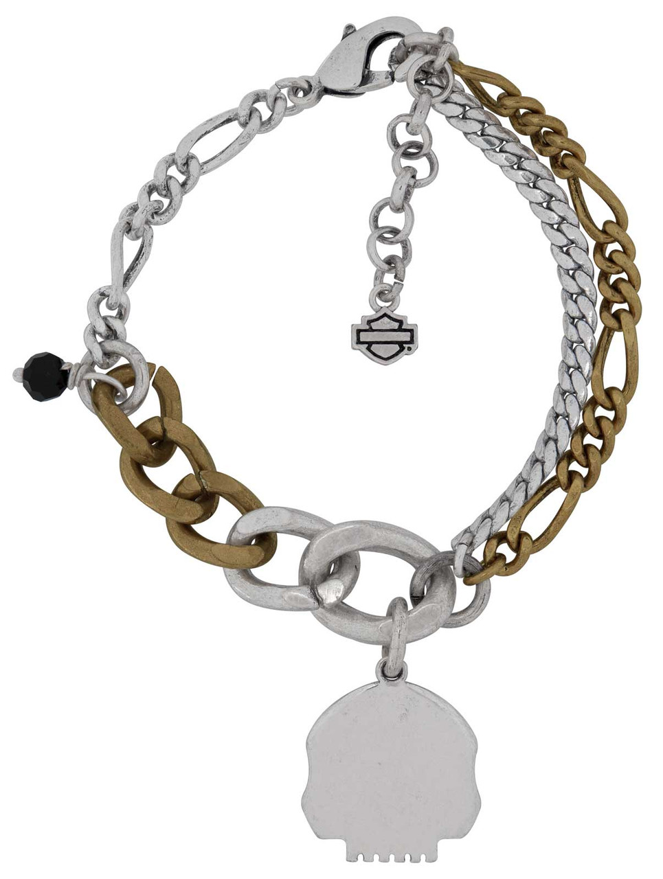 Harley-Davidson® Women's Multi-Chain Contrast Willie G Charm Bracelet Steel