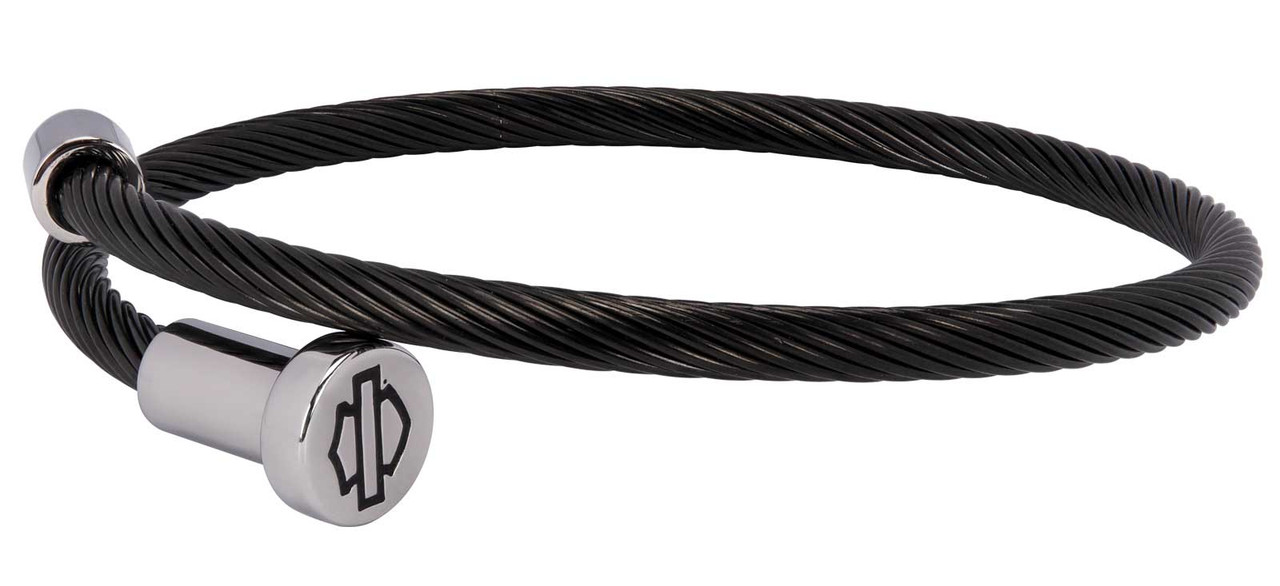 新着【Harley Davidson】日常に★Black Cable Nail Head Bangle Harley-Davidson® Unisex Black Cable Nail Head Bracelet