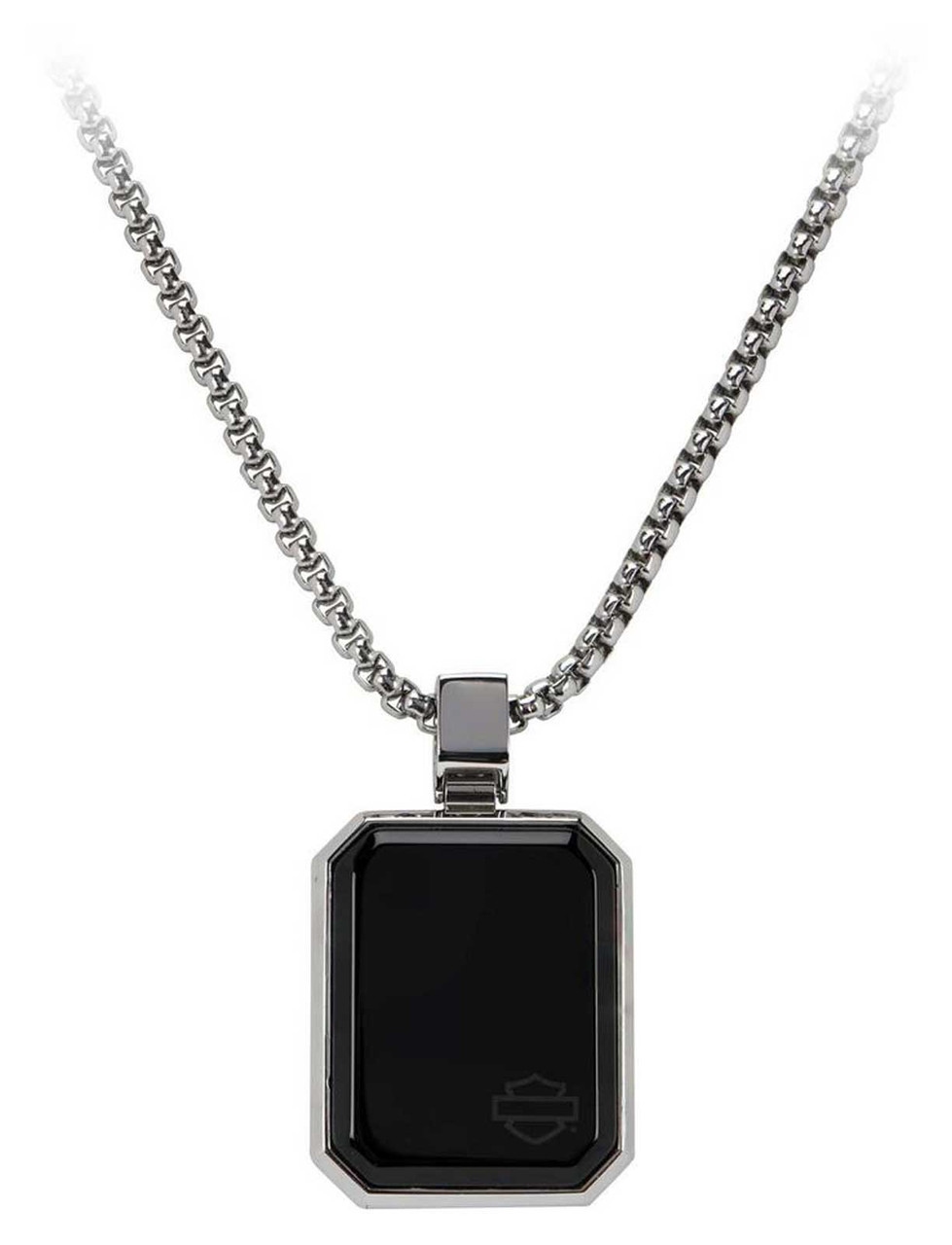 8種 Harley-Davidson HOG ドッグタグ型ネックレス Harley-Davidson® Women's Dogtag Onyx Pendant Necklace - Stainless