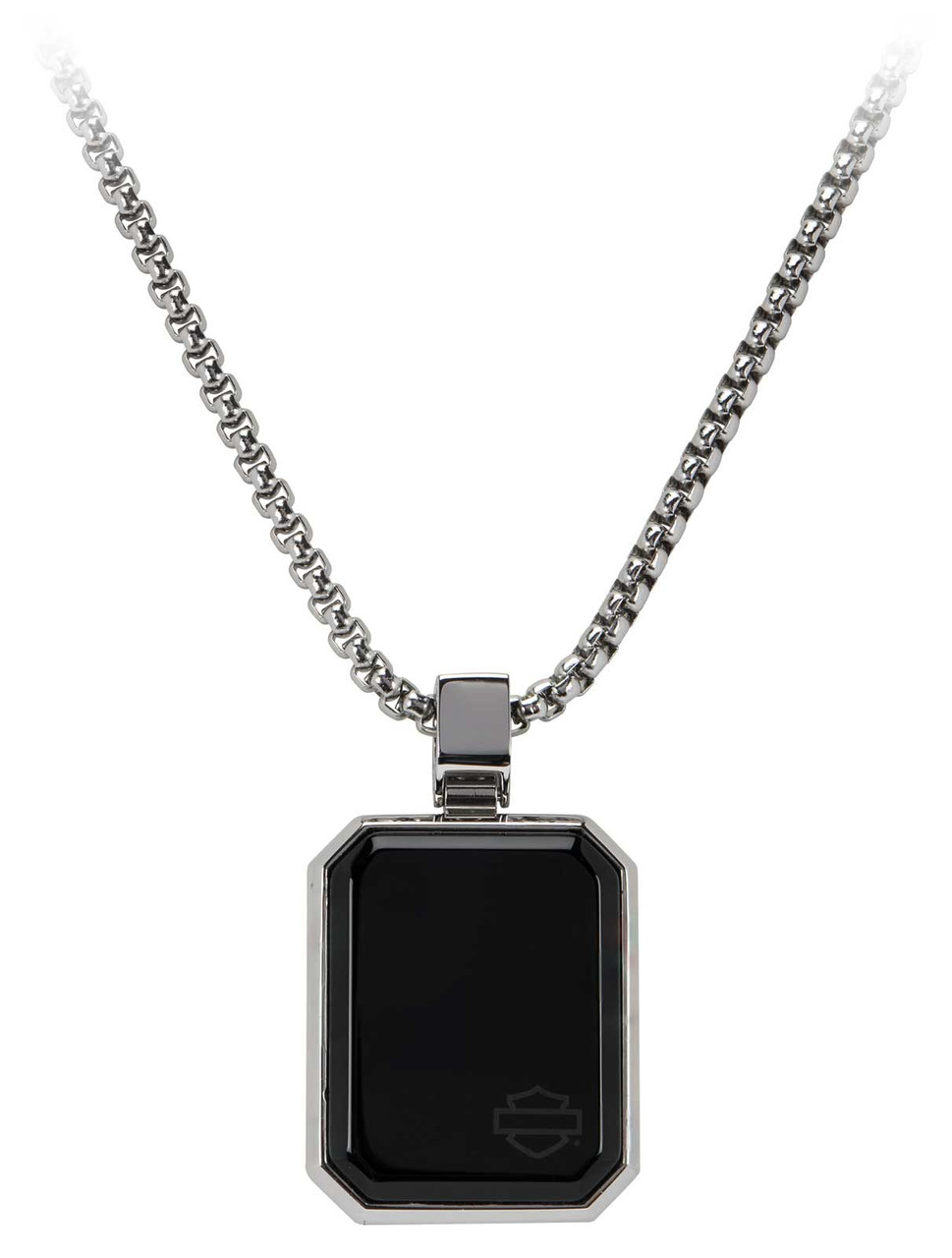 Harley-Davidson® Men's Dogtag Onyx Pendant Chain Necklace