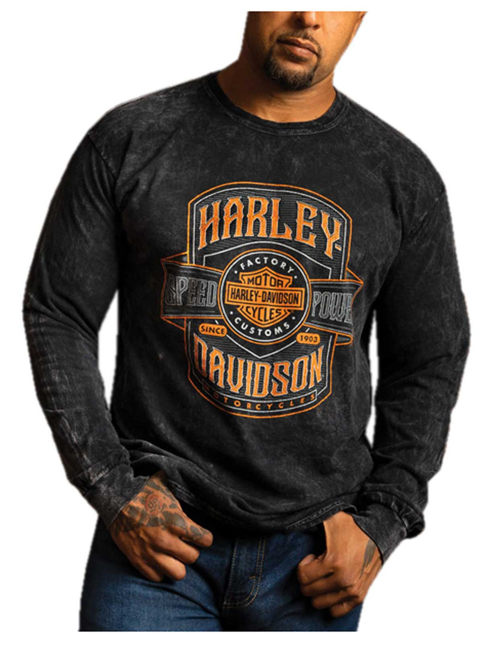 Harley-Davidson® Men's Telecast Long Sleeve Crew-Neck Cotton Shirt