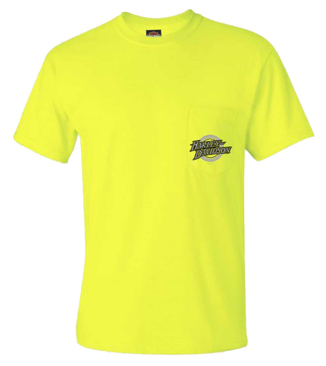 Harley Davidson® Mens Highly Visible Chest Pocket Short Sleeve Crew Neck T Shirt Wisconsin 