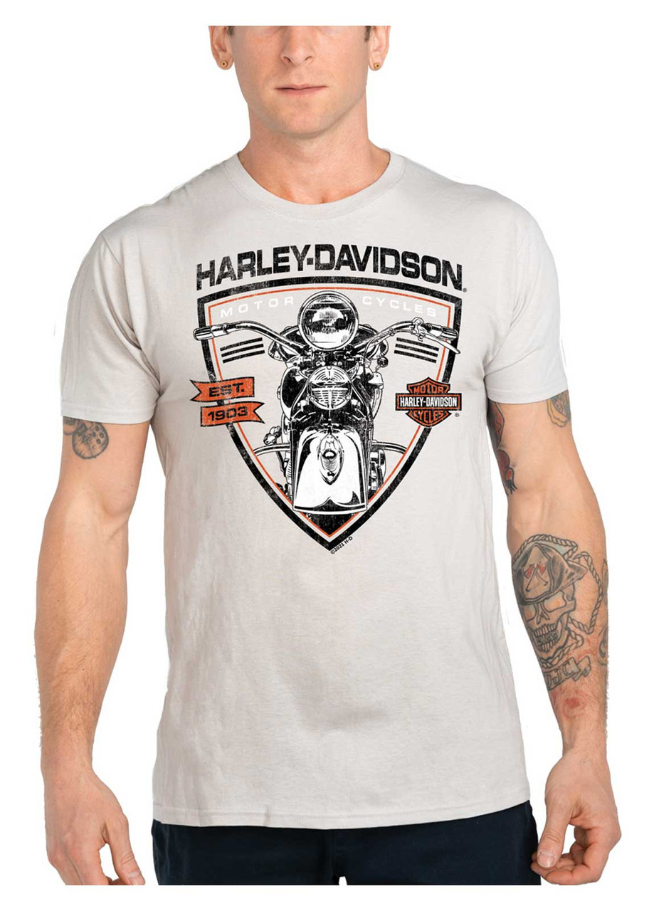 ◆Harley Davidson◆ EST 1903 Short Sleeve T-Shirt White HH15 Harley-Davidson® Men's Handle This Motorcycle Crew-Neck