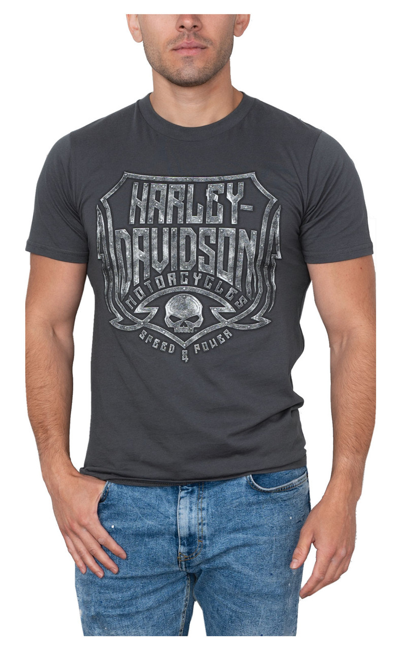 Harley-Davidson® Men's Steel Shield Crew-Neck Short Sleeve T-Shirt -  Asphalt Gray