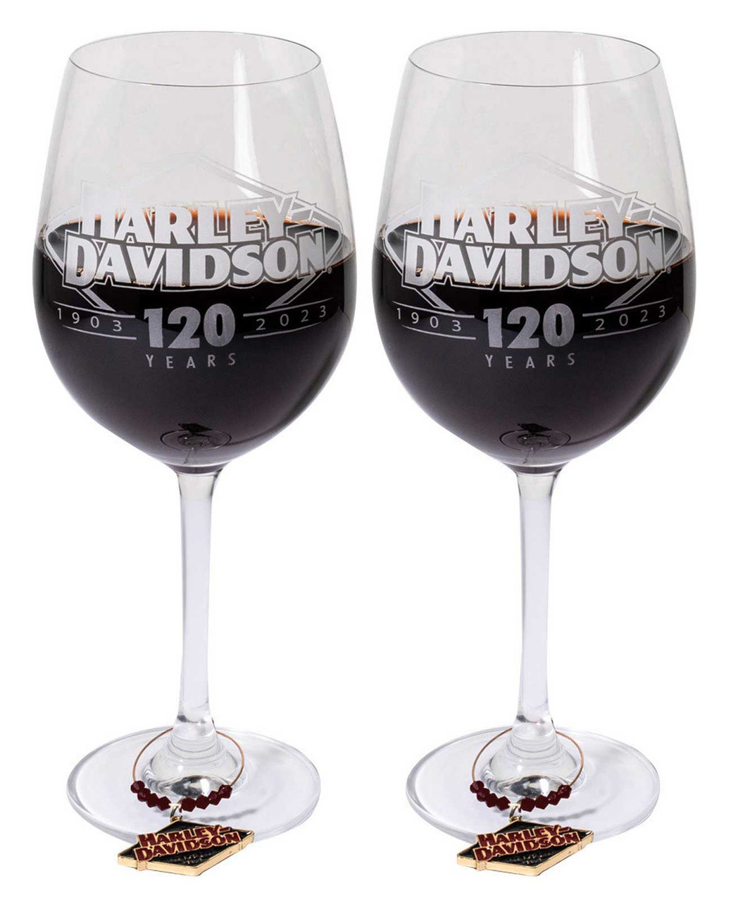 ワイン グラス 2本セット ハーレーダビッドソン Harley-Davidson® 120th Anniversary Two 16 oz. Wine Glasses with