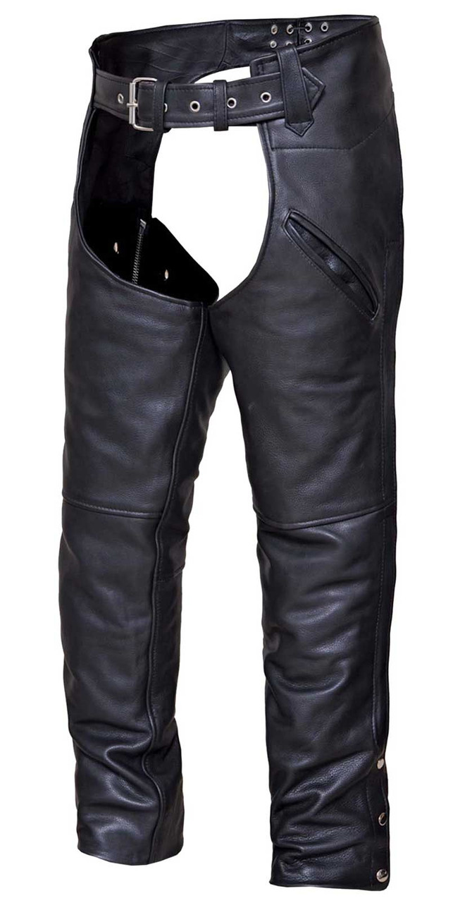 UNIK Men's Deep Pocket Adjustable Buffalo Leather Motorcycle Chaps ...