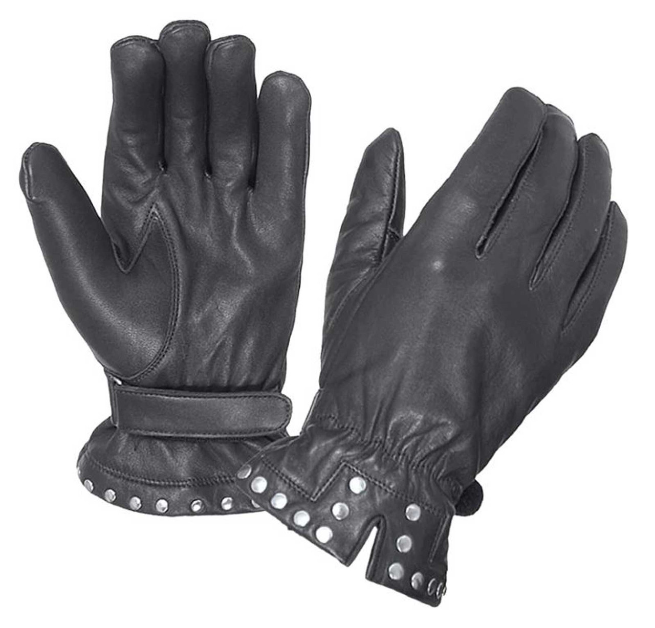 UNIK Women's Studded Cowhide Leather Full-Finger Motorcycle Gloves