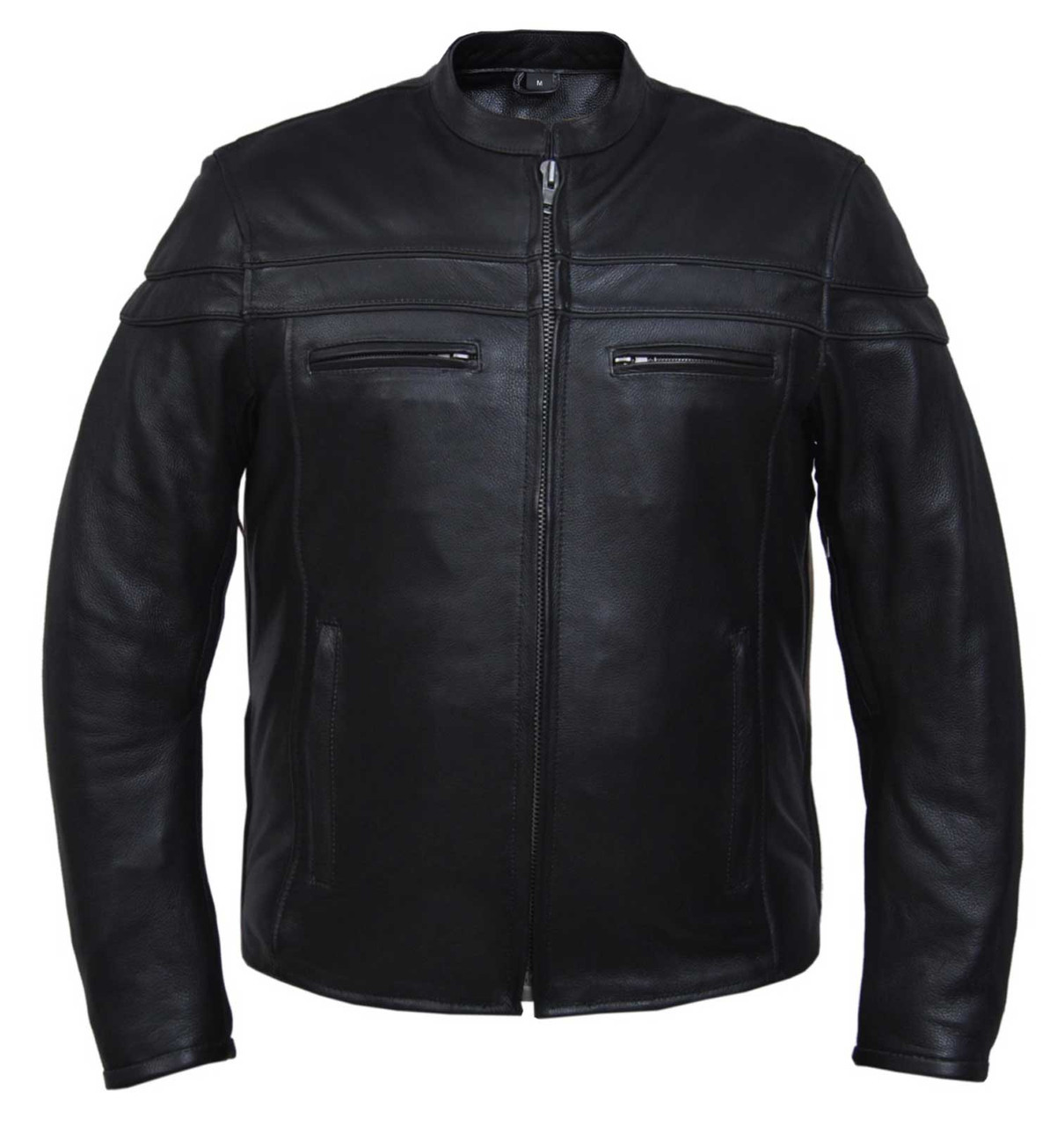 UNIK Men's Premium Buffalo Leather Motorcycle Jacket w/ Reflective