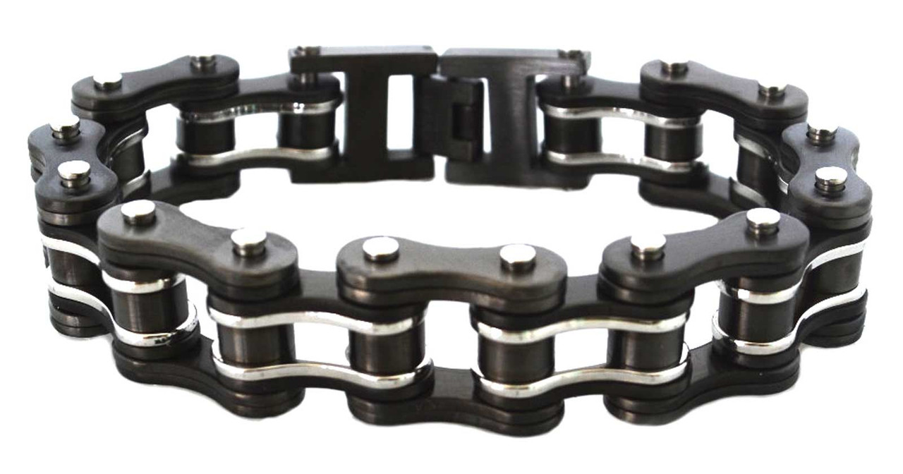 Heavy Metal Men's Double Link Gunmetal Stainless Steel Motorcycle Chain