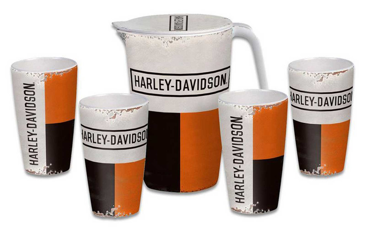 HarleyDavidson® Retro Block Pitcher Set, Includes Pitcher & Four Pint