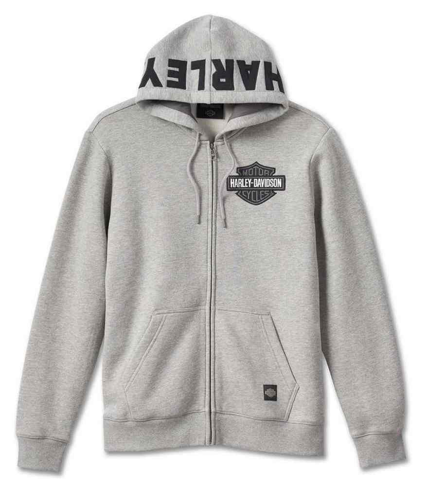 Harley-Davidson Men's Bar & Shield Logo Zip-Up Hoodie – 50/50 Cotton-Poly Blend, Gray (Size 3XL)
