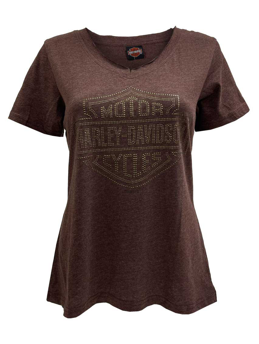 Harley-Davidson® Women's Mocha Studded Bar Shield Short Sleeve