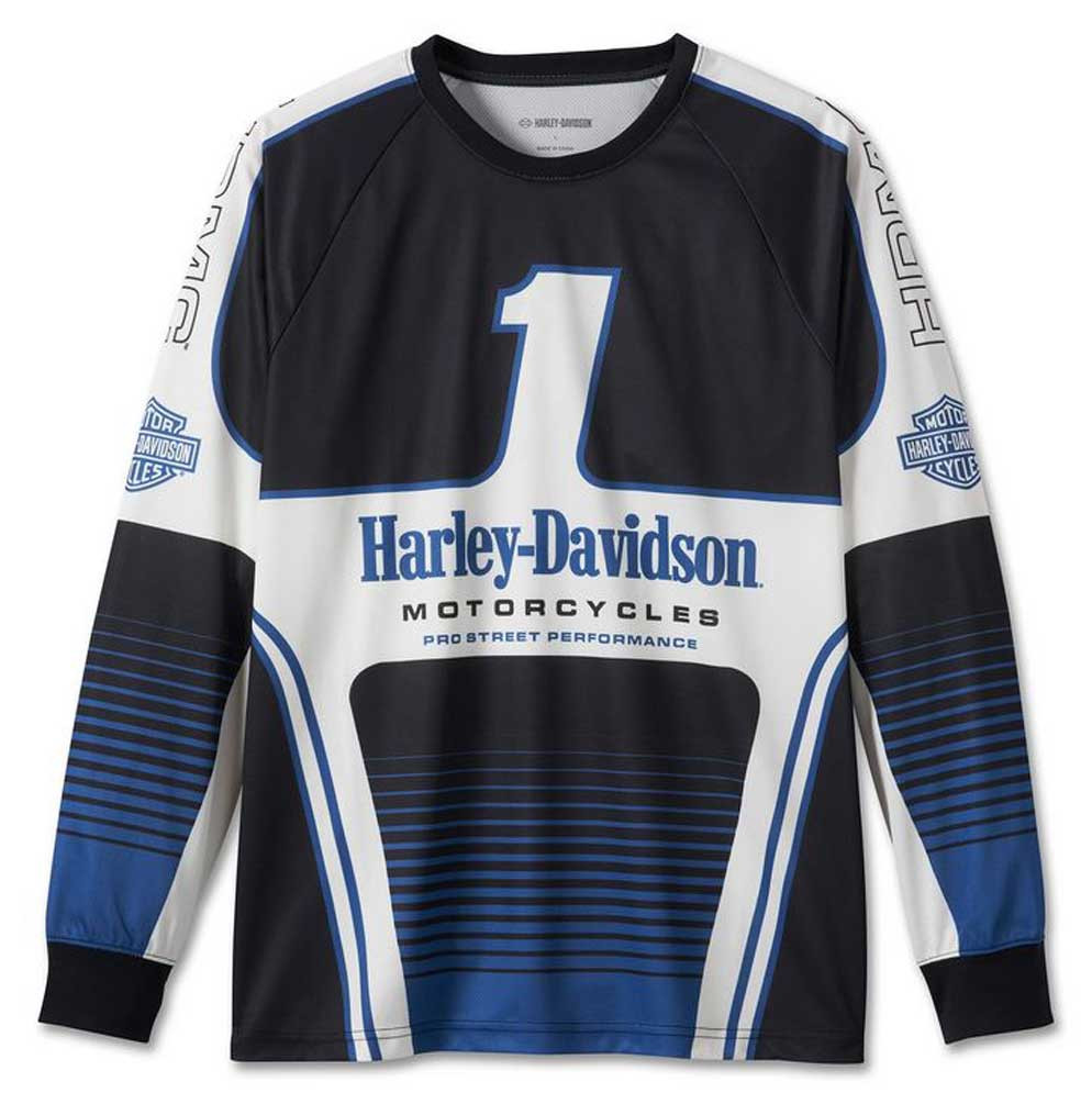 Harley-Davidson® Men's #1 Racing Long Sleeve Jersey Shirt Blue