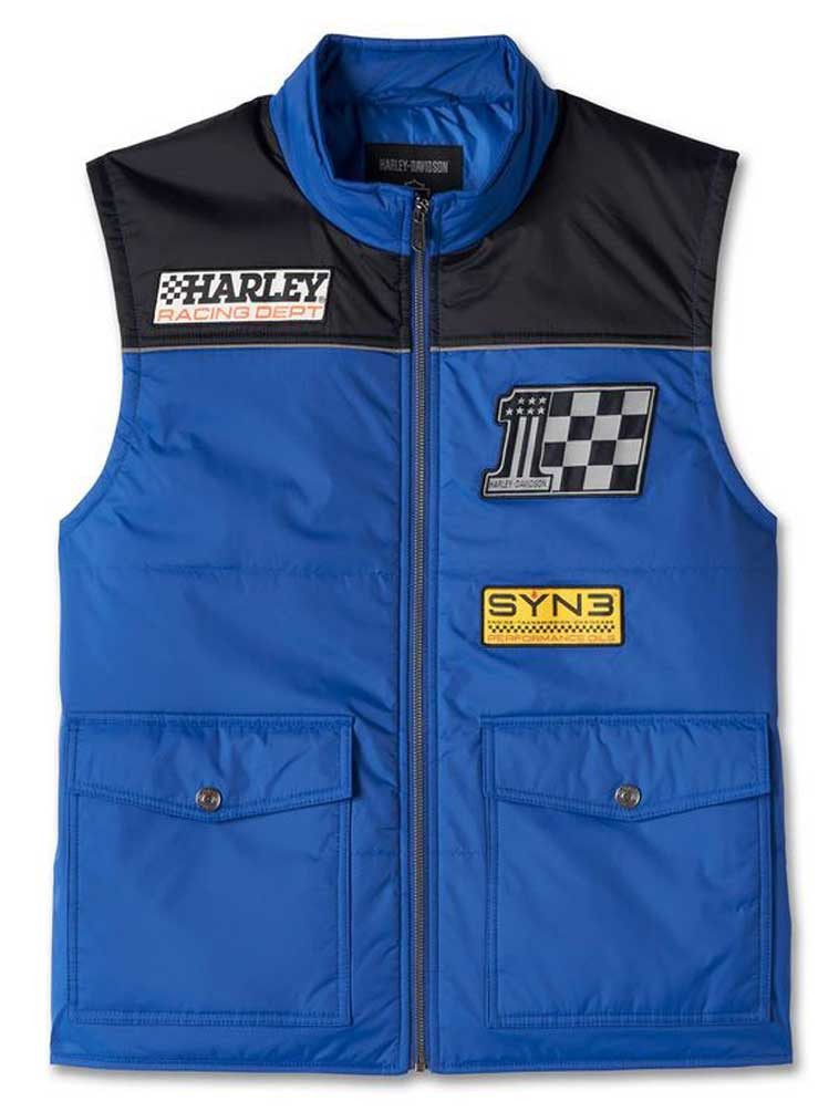 Harley-Davidson® Men's #1 Victory Zip Poly Fill Nylon Vest - Blue
