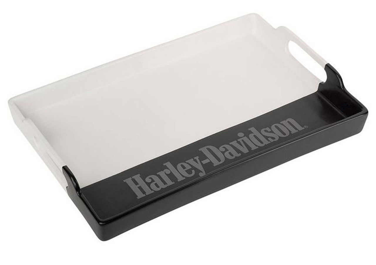 Harley-Davidson® Large Ceramic Serving Tray, White Finish Limited
